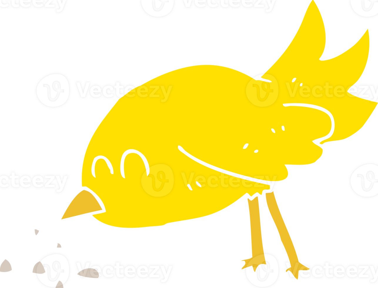 flat color illustration of bird pecking seeds png