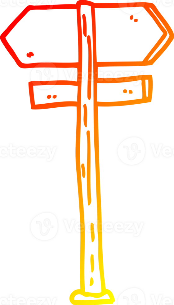 warm gradient line drawing of a cartoon direction sign png