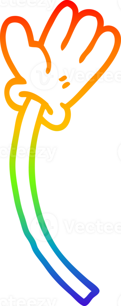 rainbow gradient line drawing of a cartoon hand gestures png