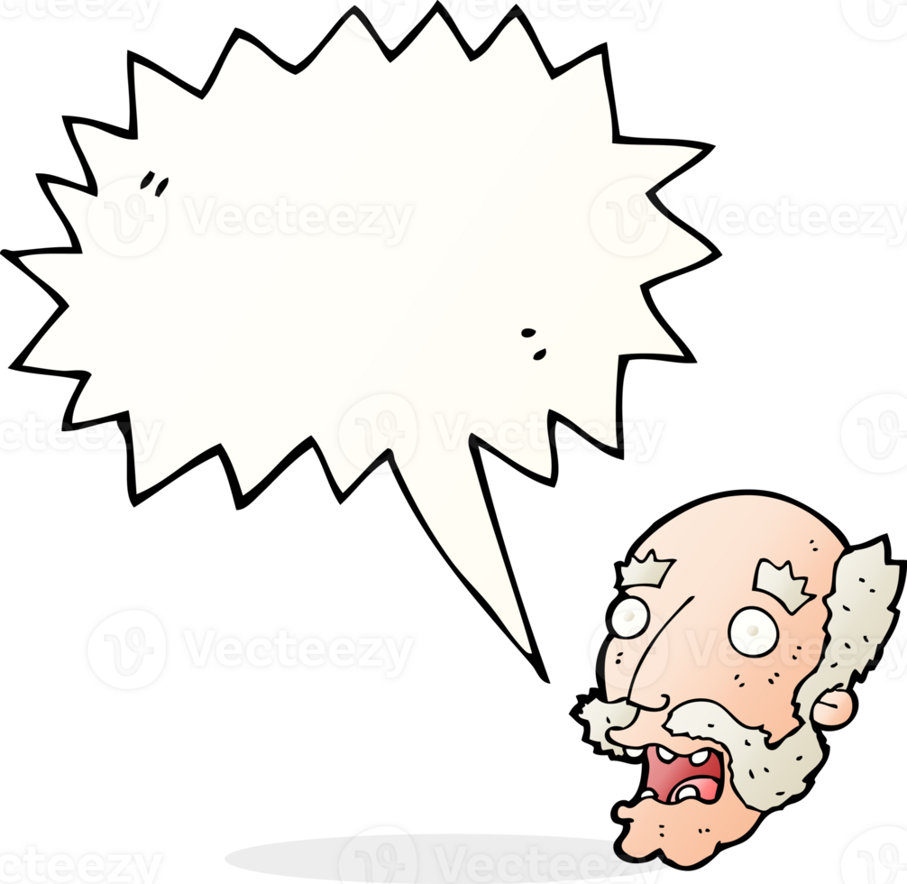 cartoon shocked old man with speech bubble png