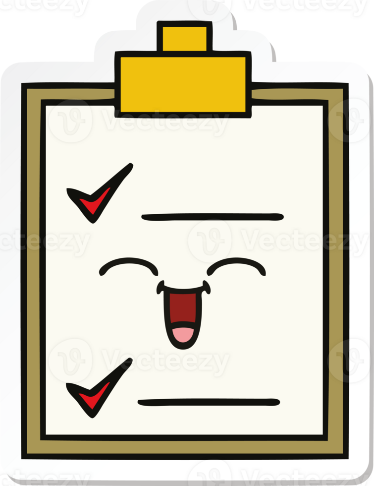 sticker of a cute cartoon check list png