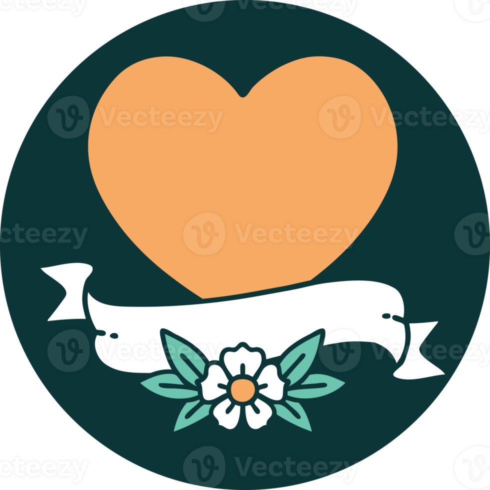 iconic tattoo style image of a heart and banner png