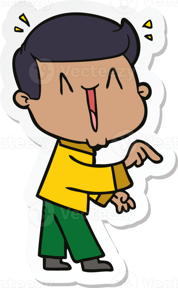 sticker of a cartoon excited man png