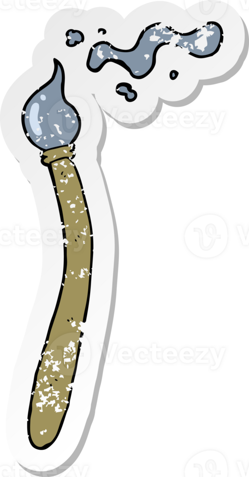 nödställda klistermärke av en tecknad pensel png