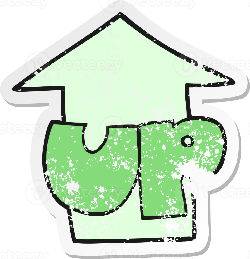 retro distressed sticker of a cartoon up symbol png