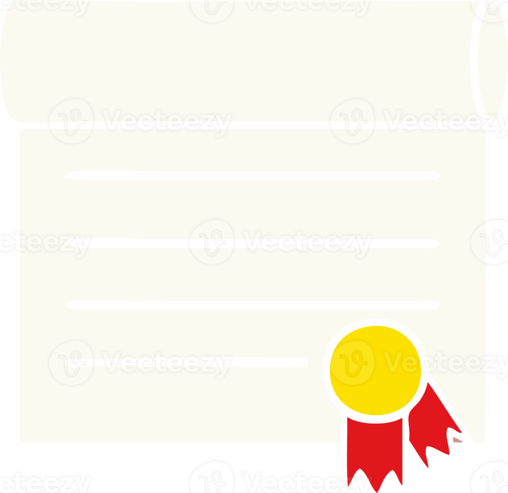 flat color retro cartoon of a certificate png