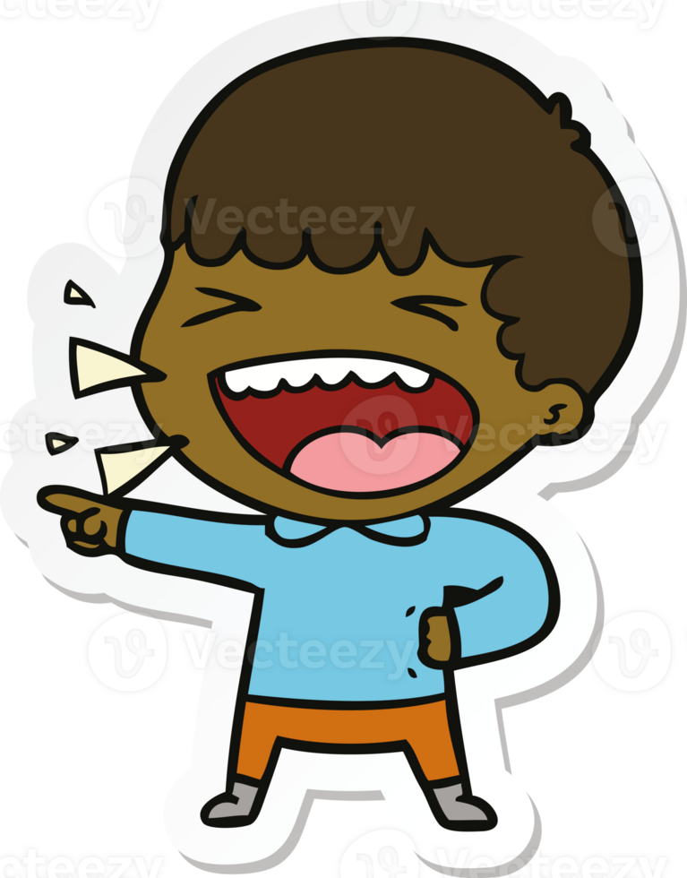 sticker of a cartoon laughing man png