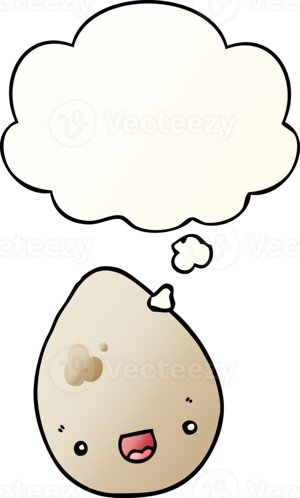 cartoon egg with thought bubble in smooth gradient style png