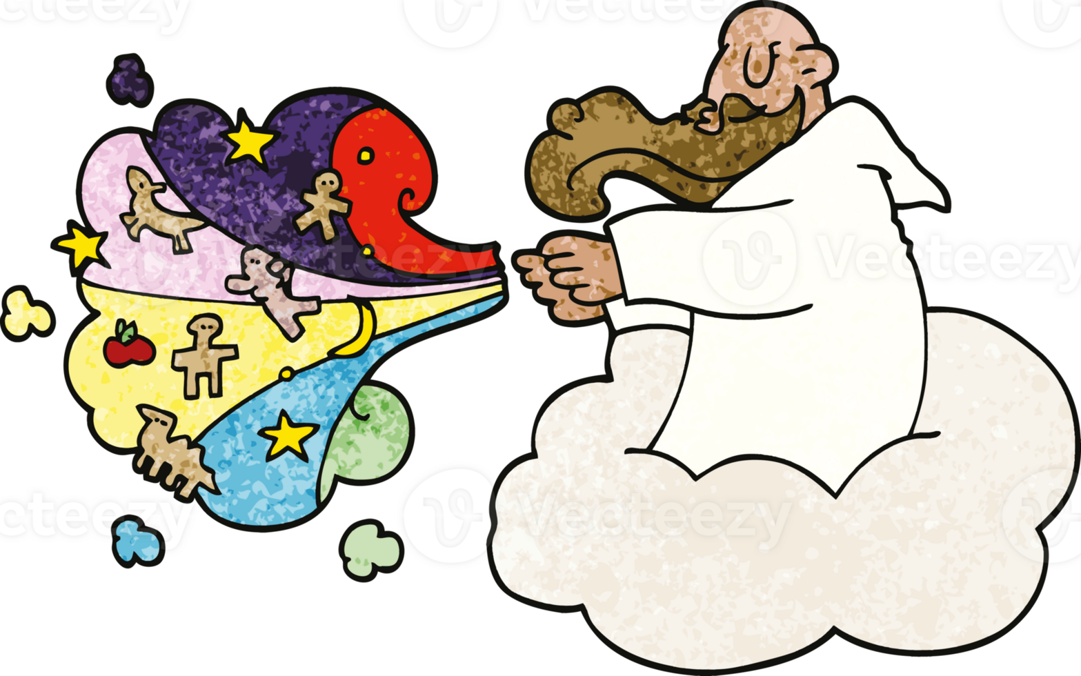 caricatura, garabato, dios, creación, universo png