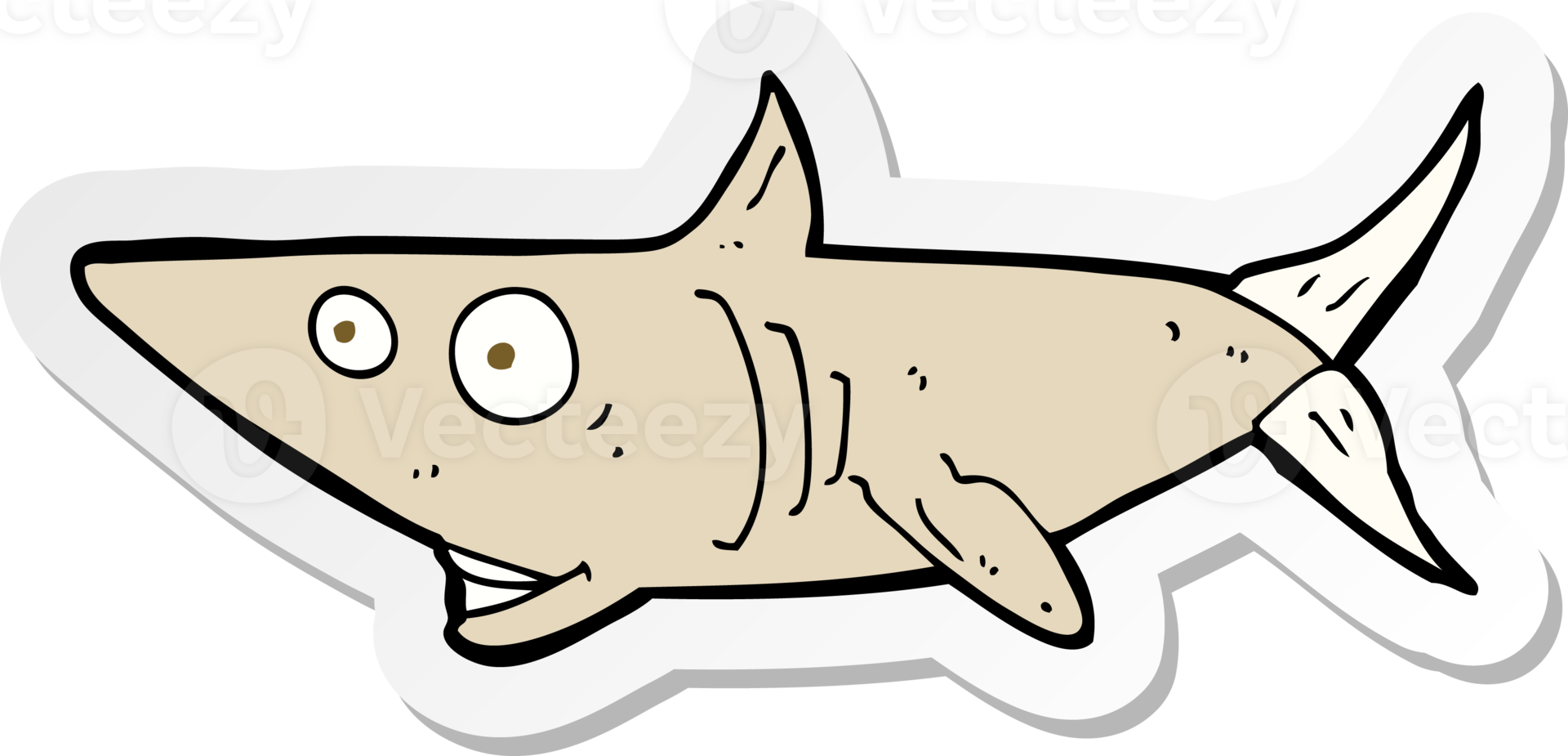klistermärke av en tecknad glad haj png