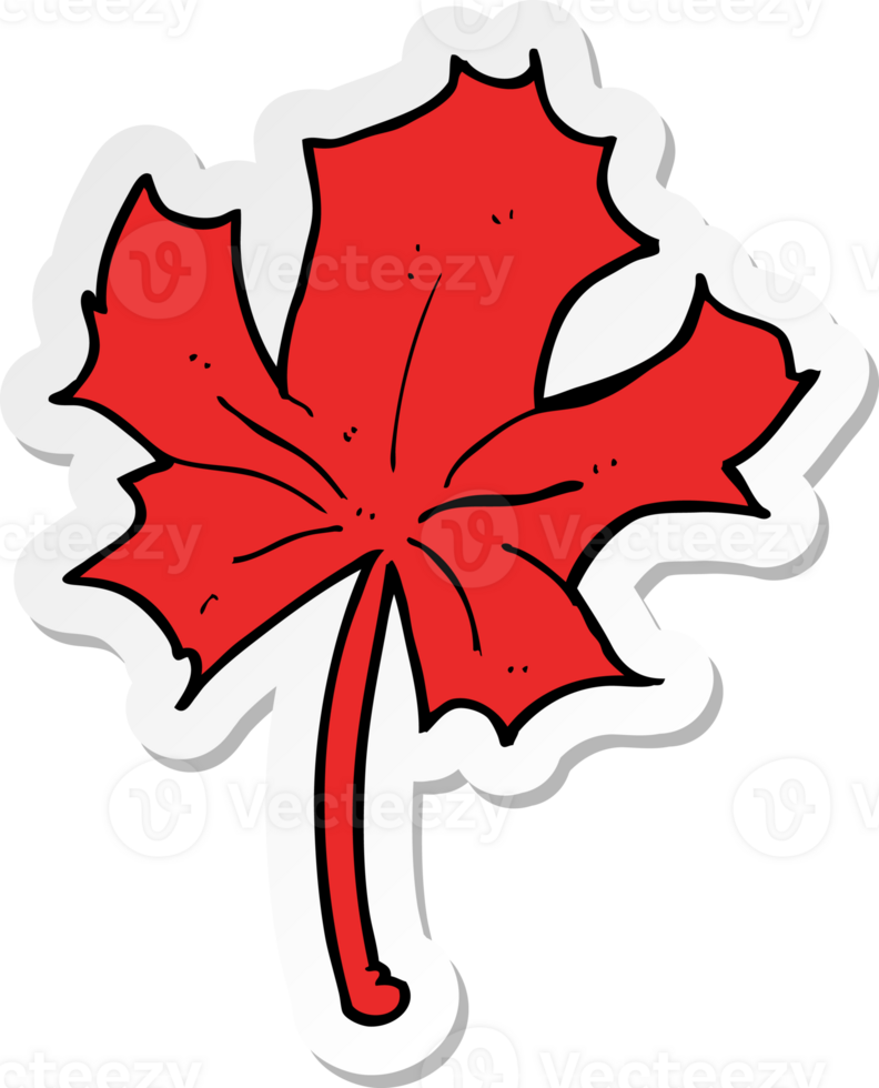 sticker of a cartoon red maple leaf png