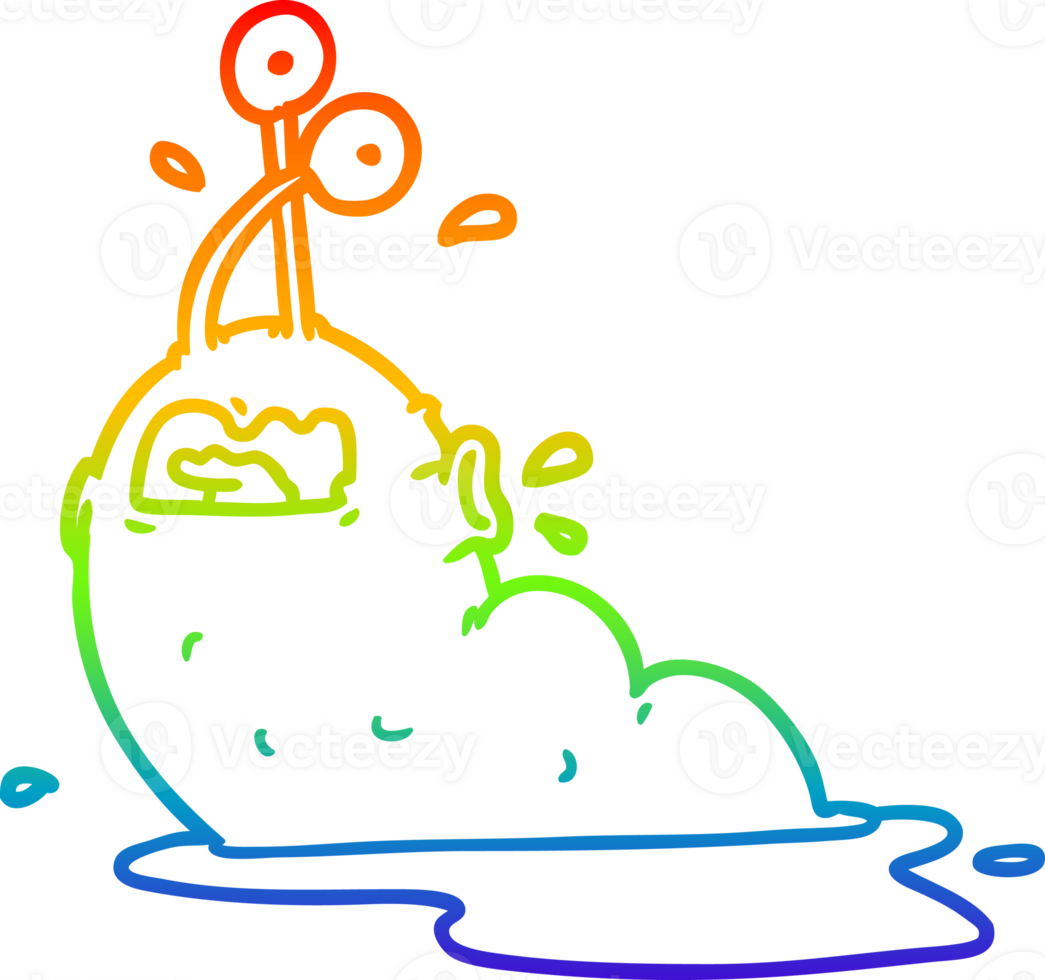 rainbow gradient line drawing of a gross cartoon slug png