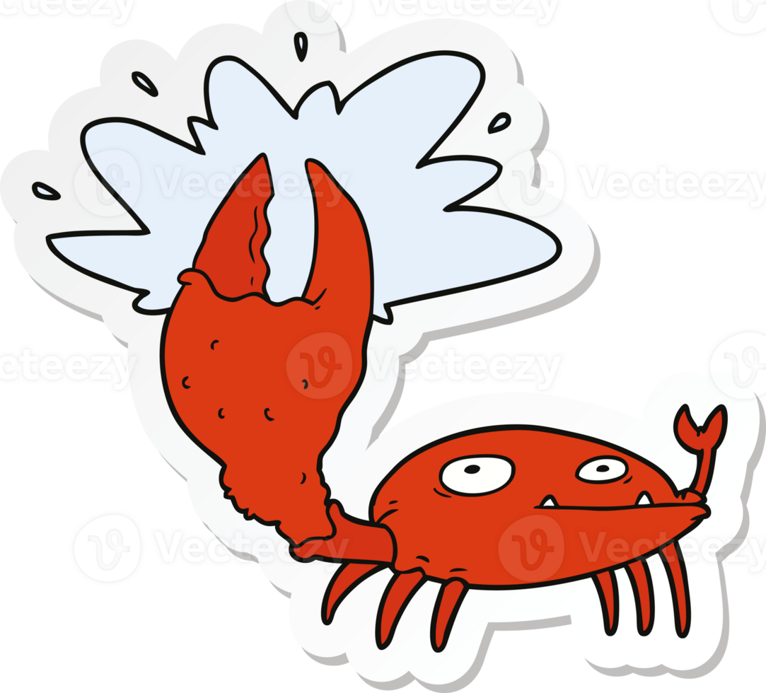 sticker of a cartoon crab with big claw png