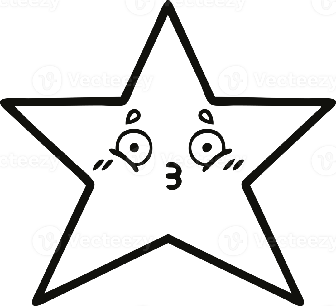 line drawing cartoon of a gold star png