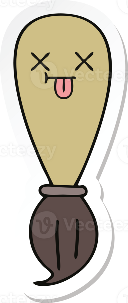 sticker of a cute cartoon paint brush png