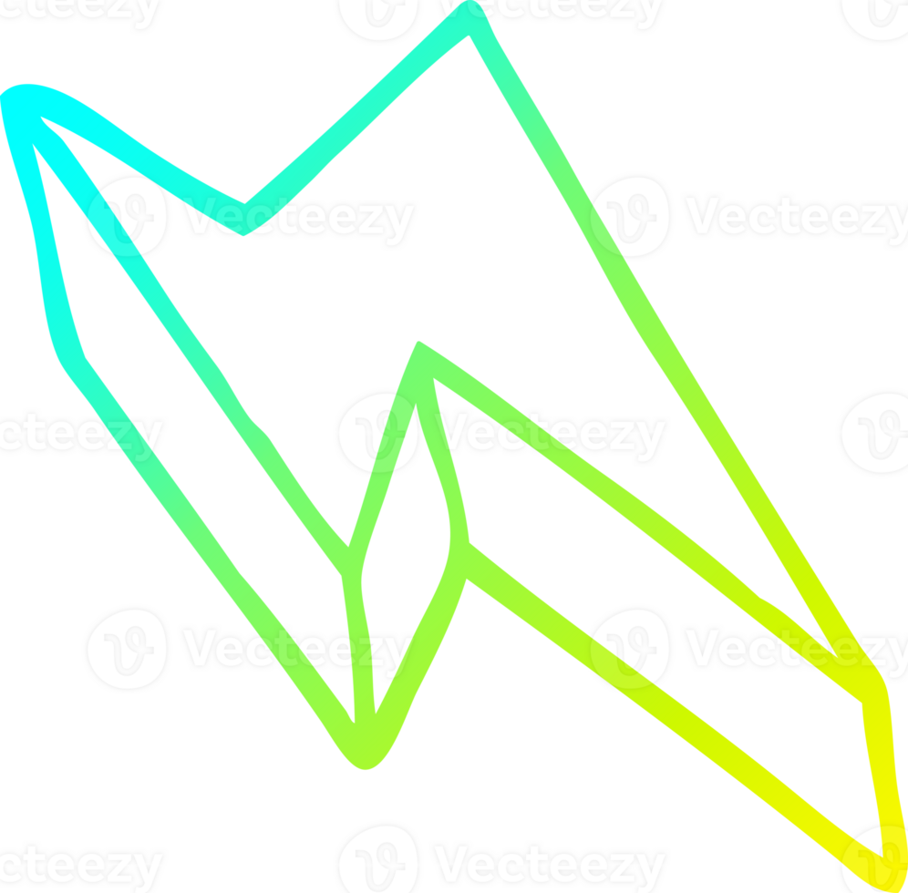 cold gradient line drawing of a cartoon decorative lightning bolt png
