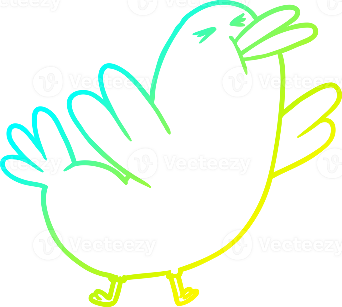 cold gradient line drawing of a cartoon blackbird png