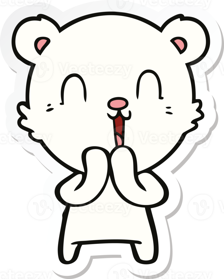 sticker of a happy cartoon polar bear png