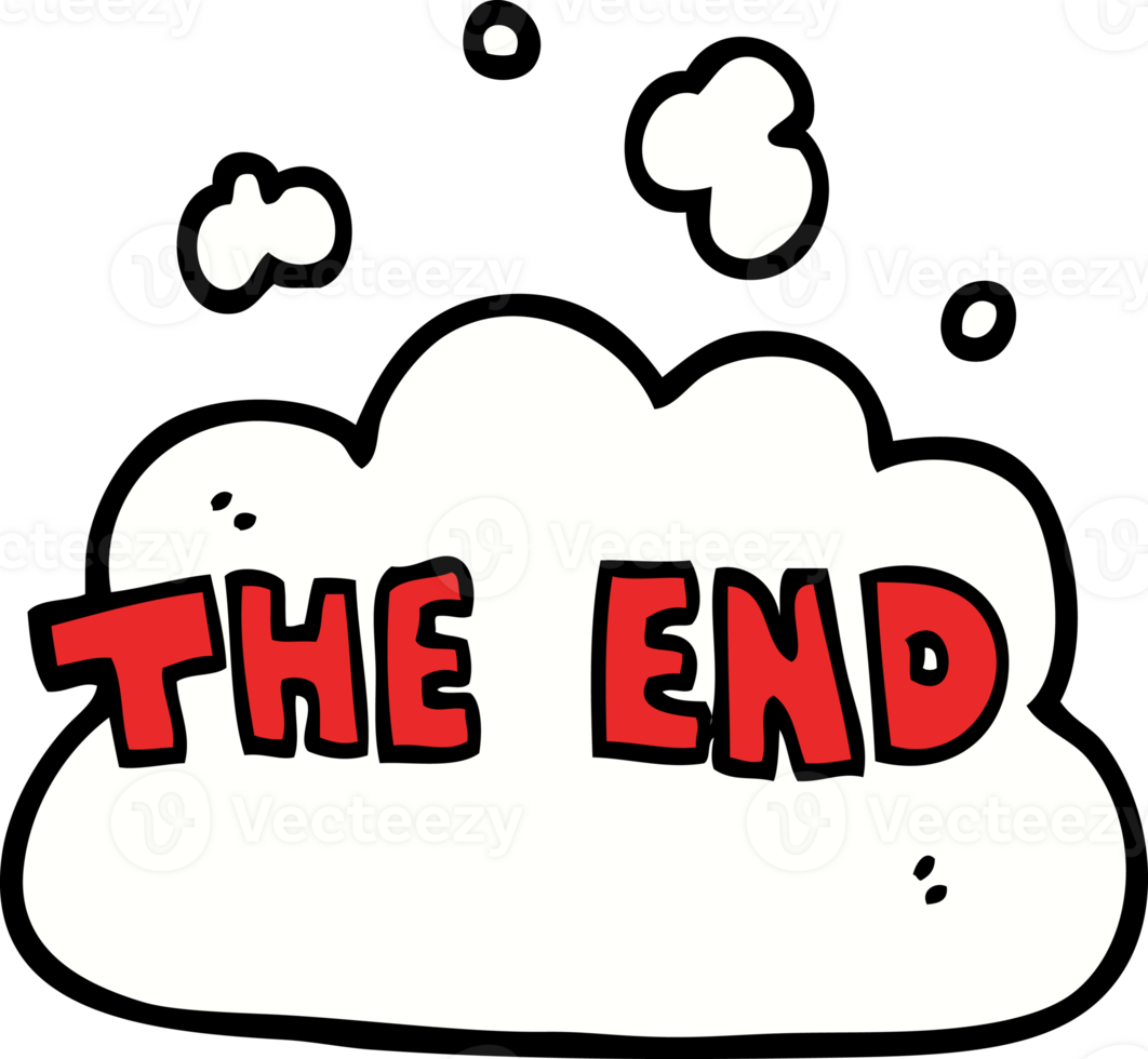 cartoon doodle wording the end png