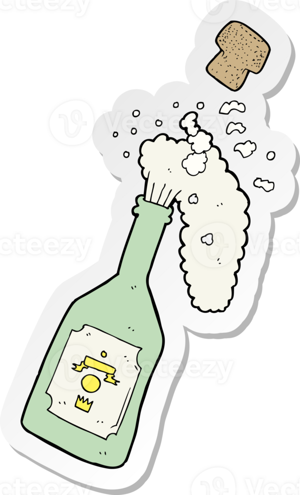 sticker of a cartoon champagne popping png