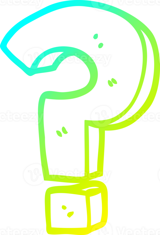 cold gradient line drawing of a cartoon question mark png