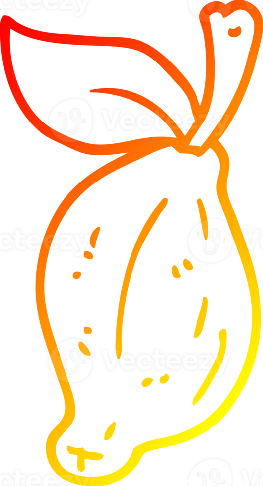 warm gradient line drawing of a cartoon organic lemon png
