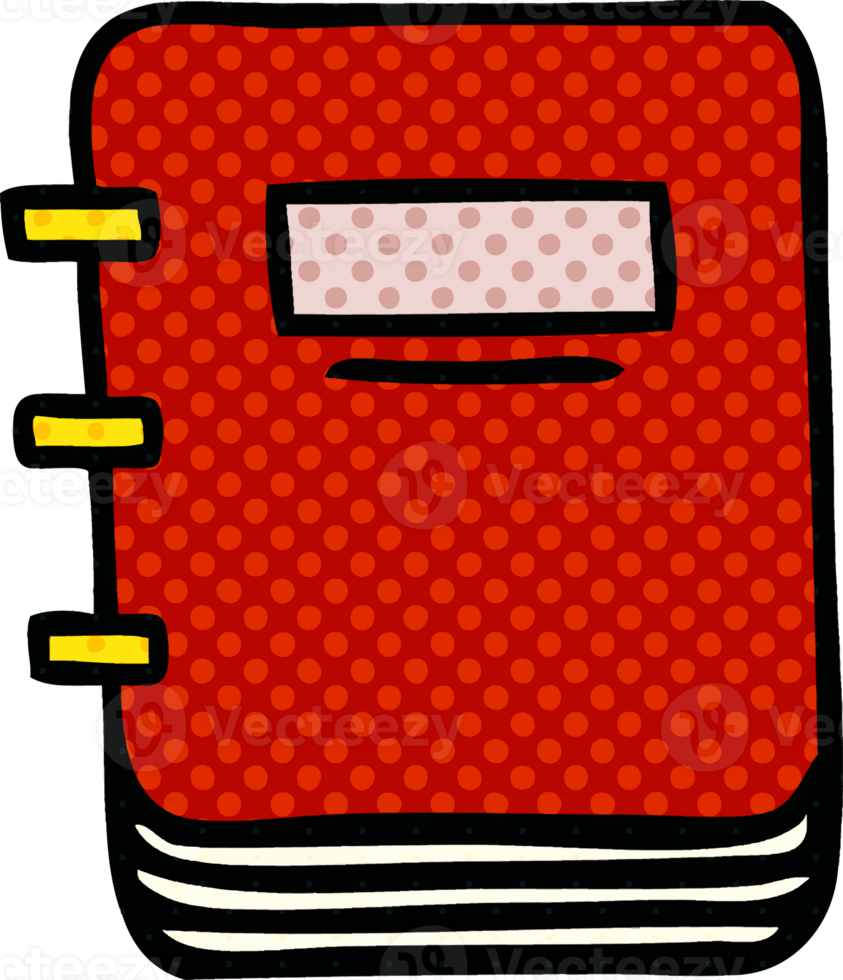 comic book style cartoon of a note book png