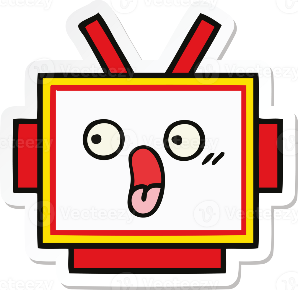 sticker of a cute cartoon robot head png