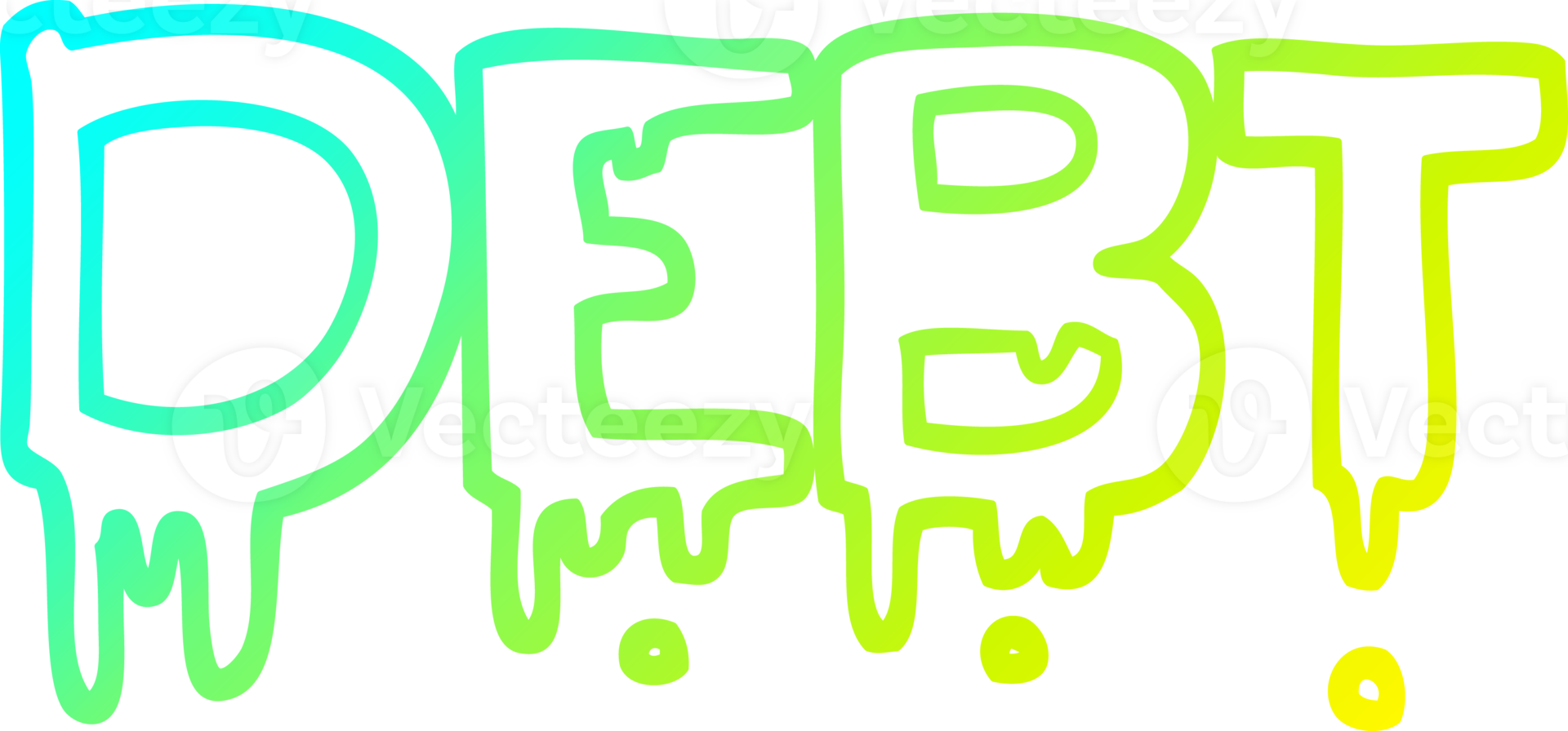 cold gradient line drawing of a cartoon debt sign png