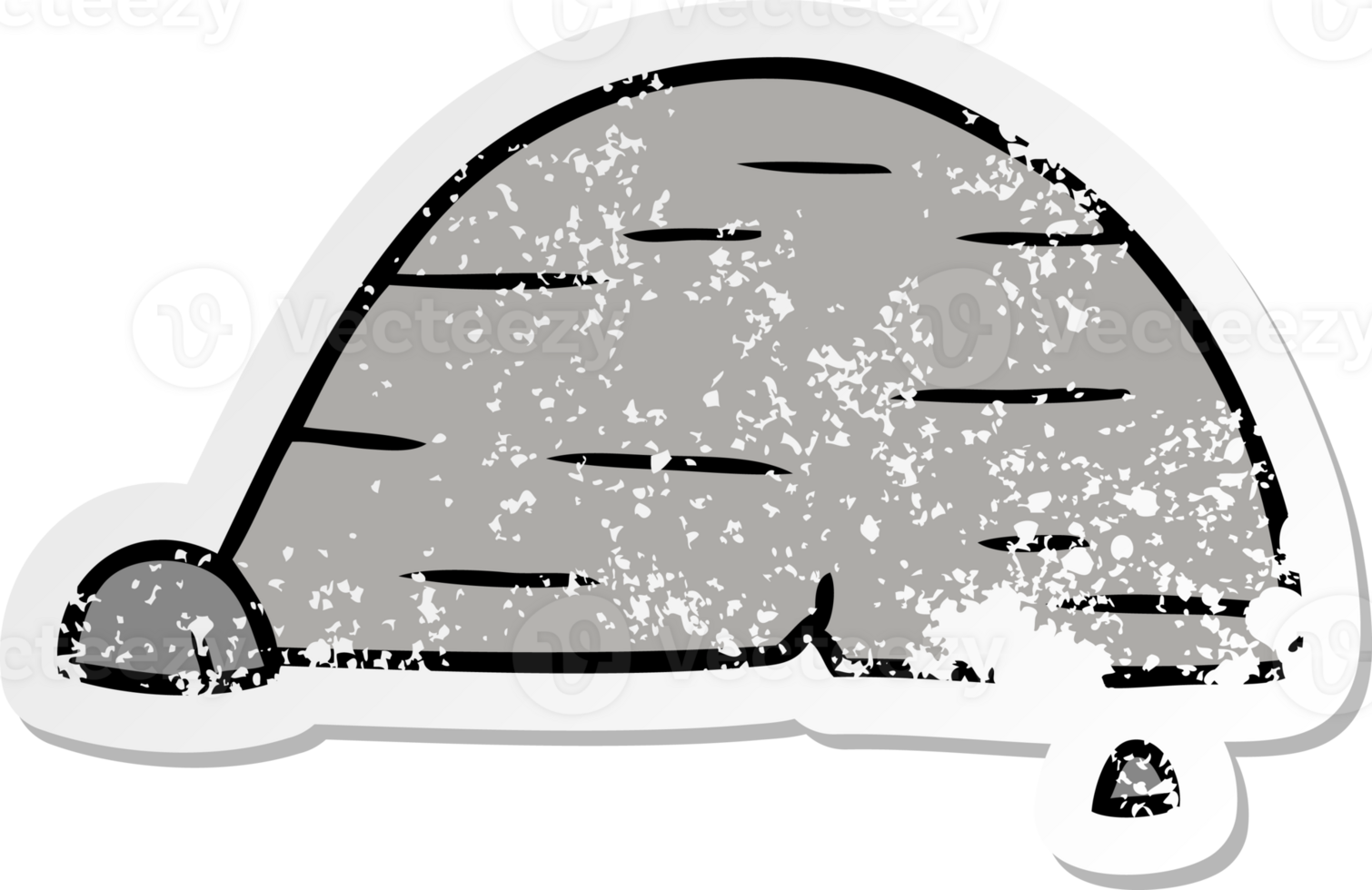 hand drawn distressed sticker cartoon doodle of grey stone boulder png