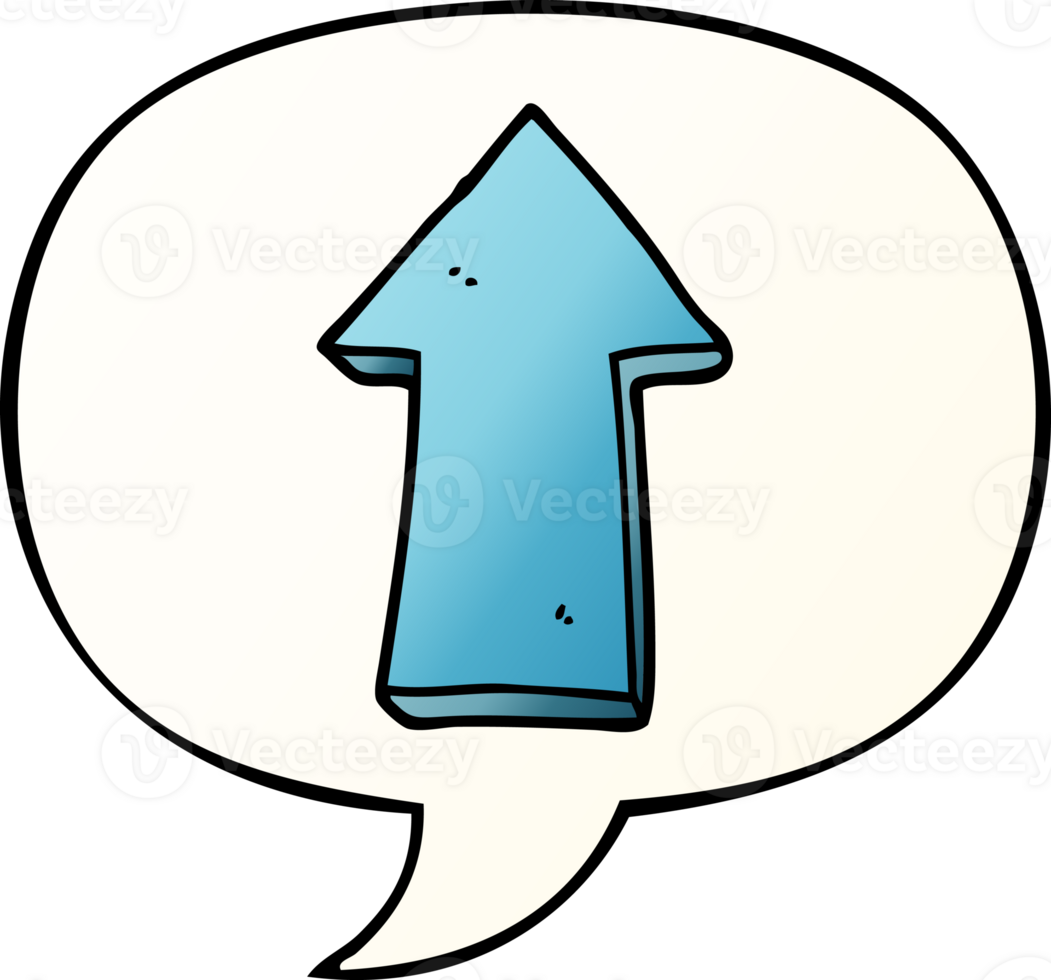cartoon arrow with speech bubble in smooth gradient style png