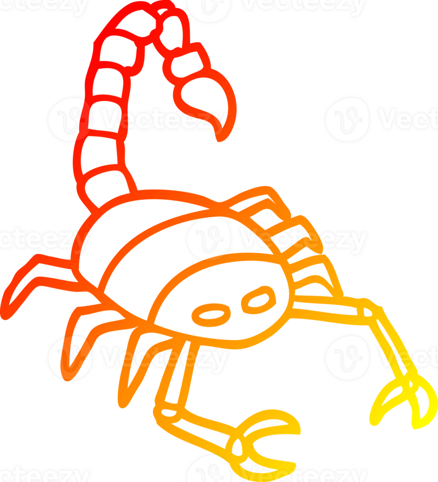 warm gradient line drawing of a cartoon scorpion png