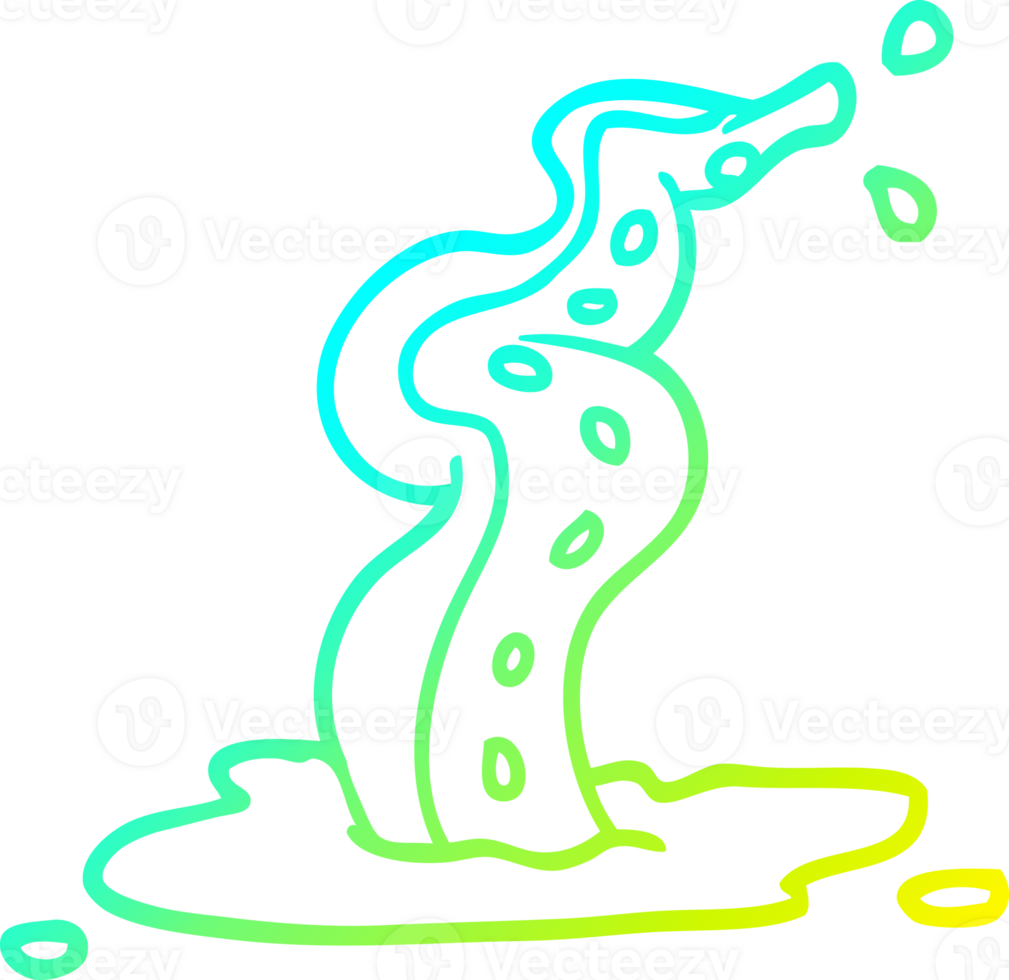 cold gradient line drawing of a cartoon spooky tentacle png