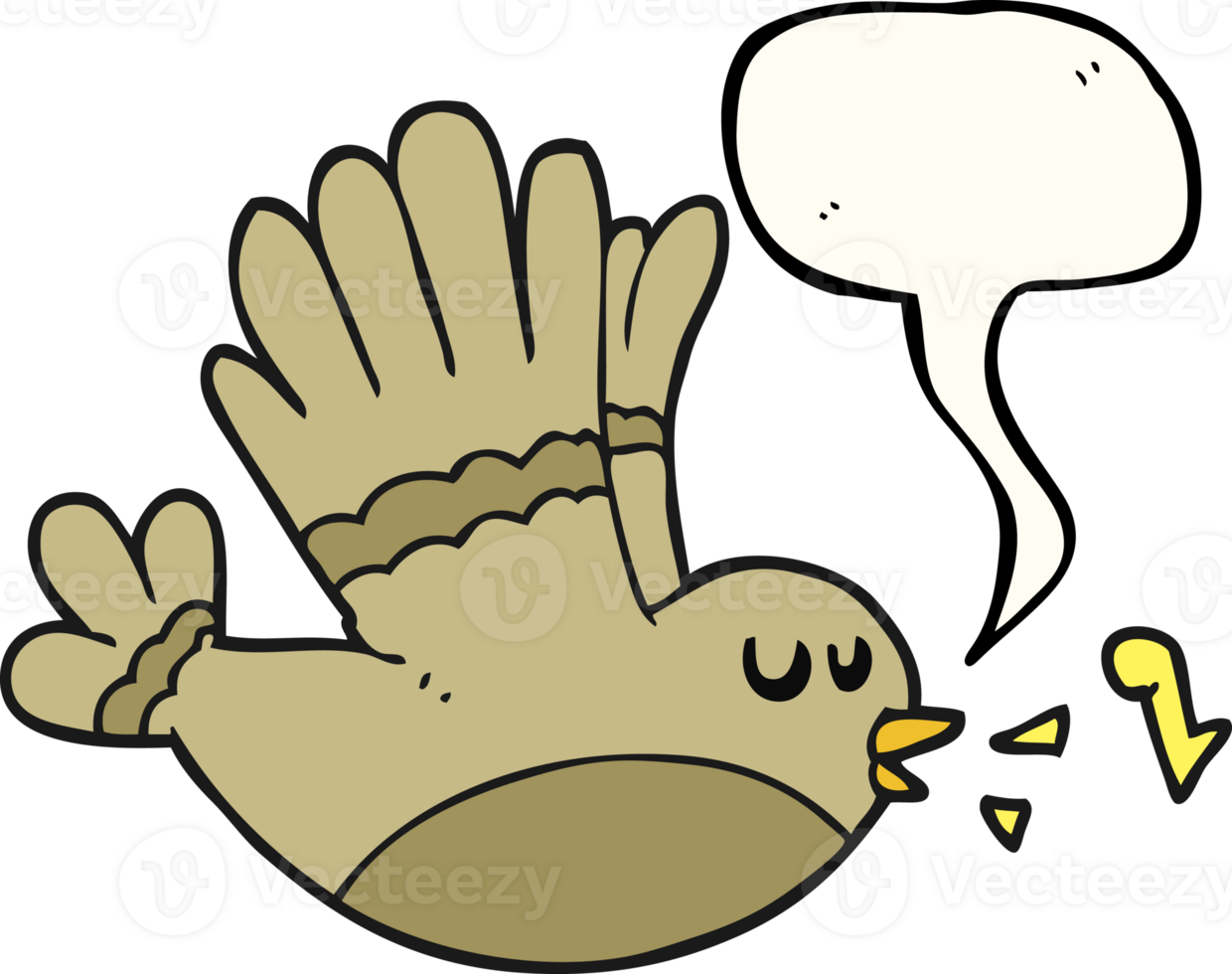 hand drawn speech bubble cartoon singing bird png