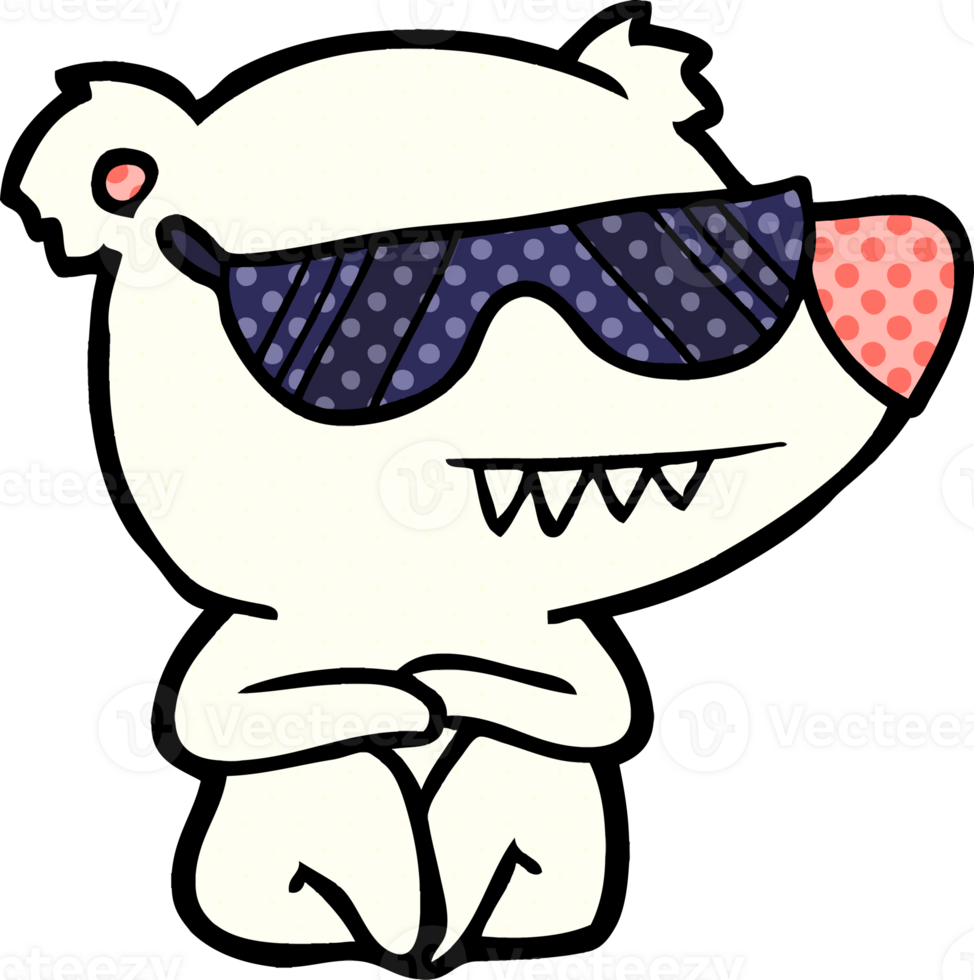 cool polar bear cartoon sitting png