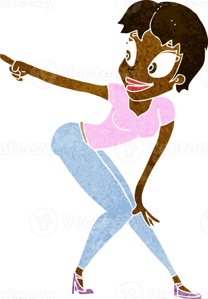 cartoon pretty woman pointing png