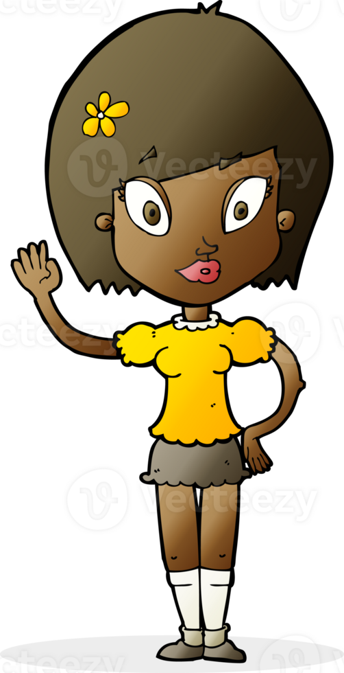 cartoon pretty girl waving png