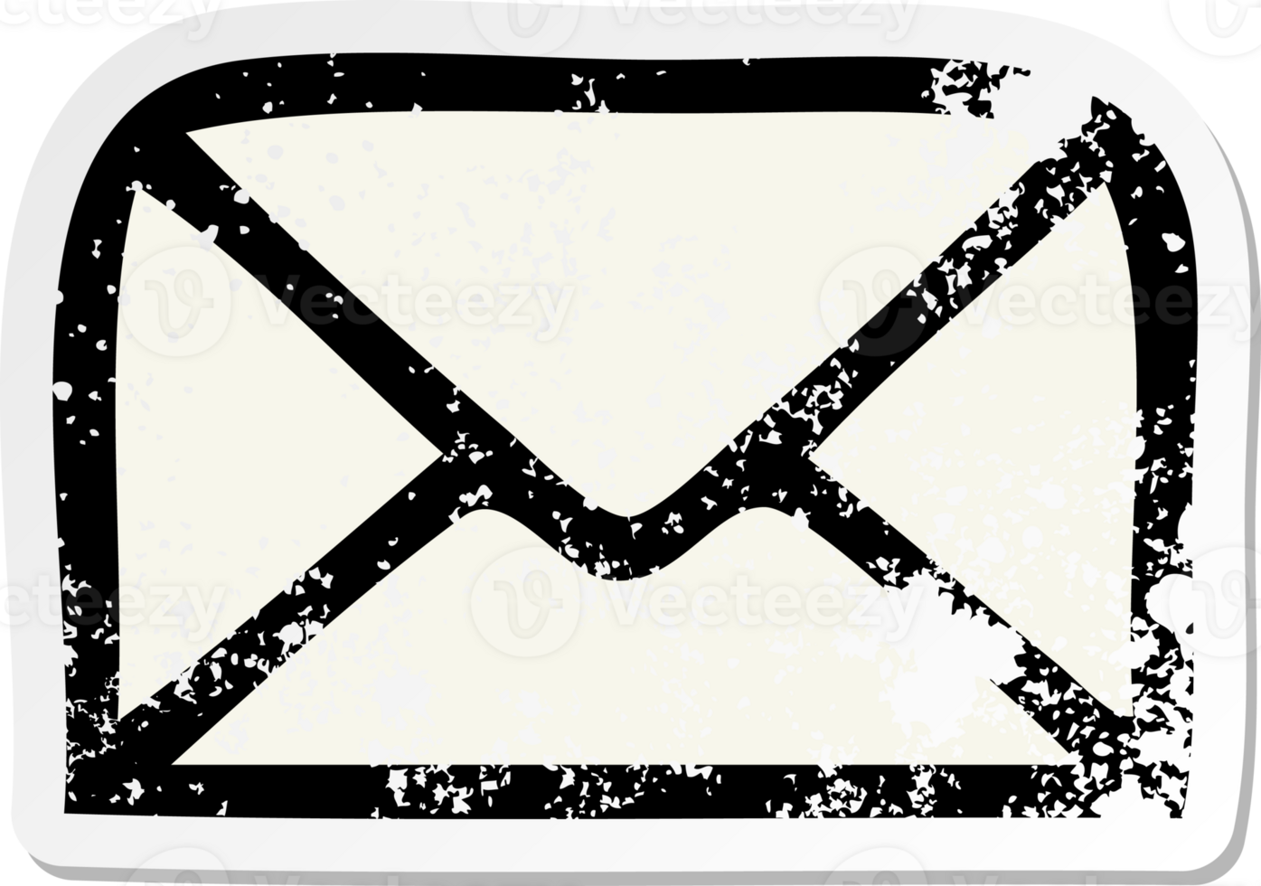 distressed sticker of a cute cartoon paper envelope png