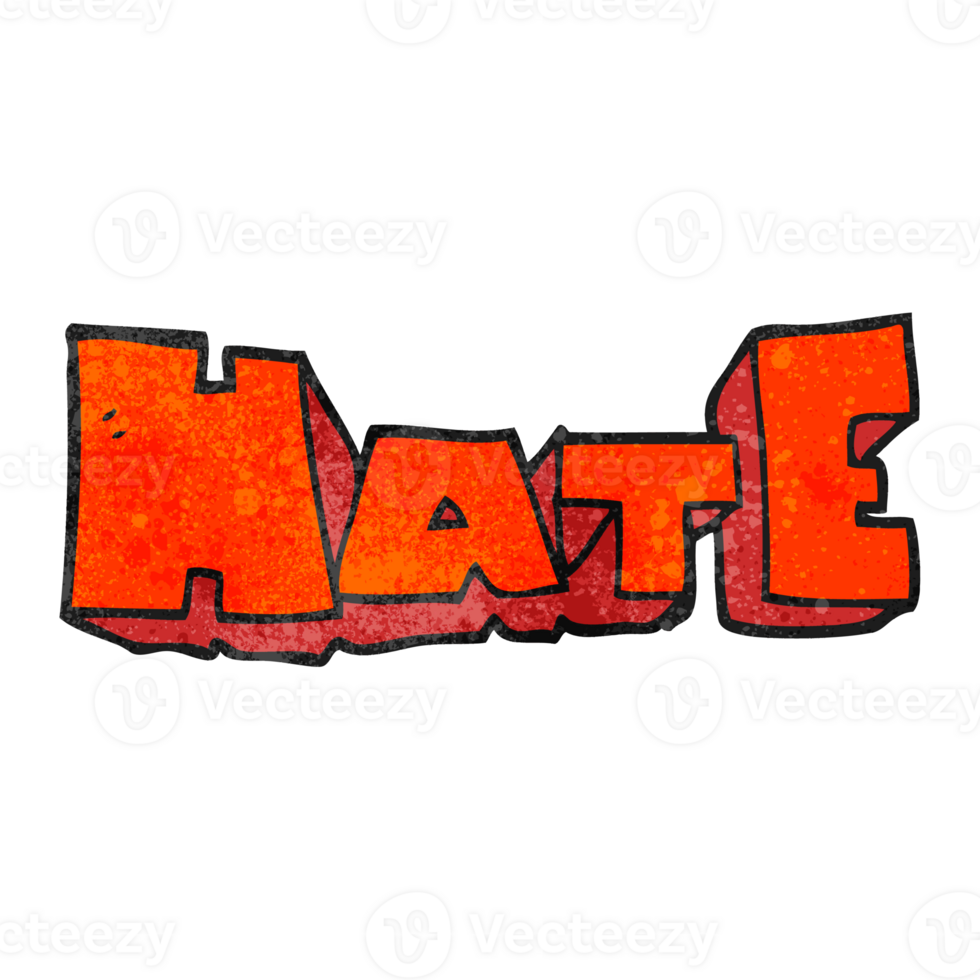 hand textured cartoon word Hate png