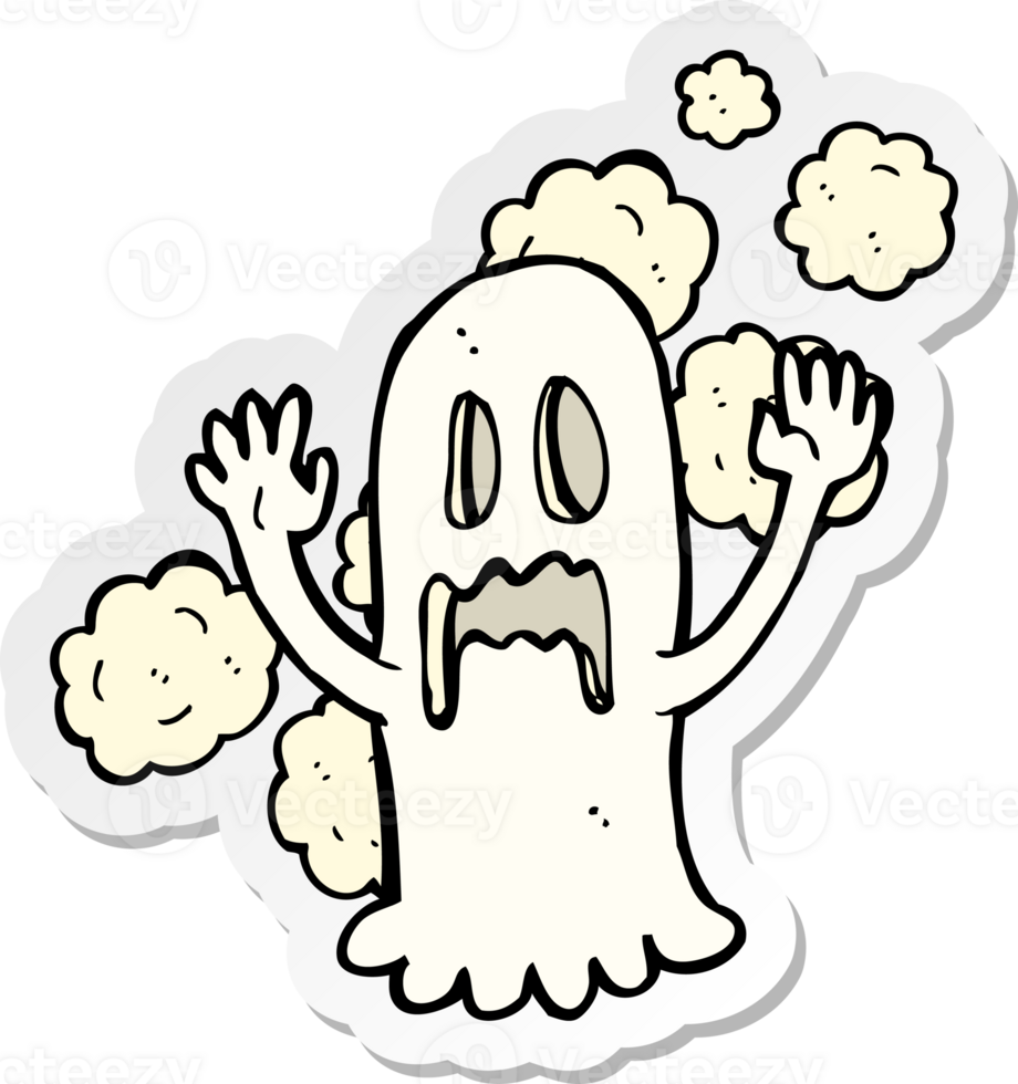 sticker of a cartoon spooky ghost png