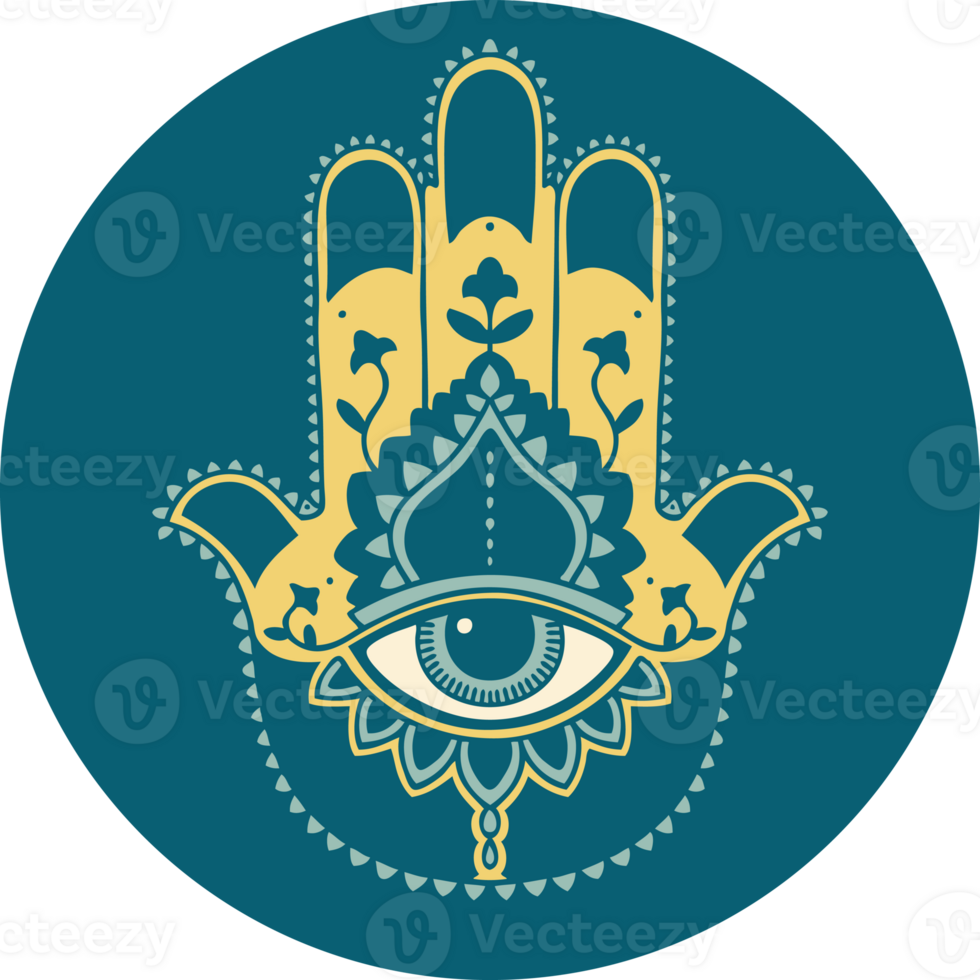 iconic tattoo style image of a hamza png