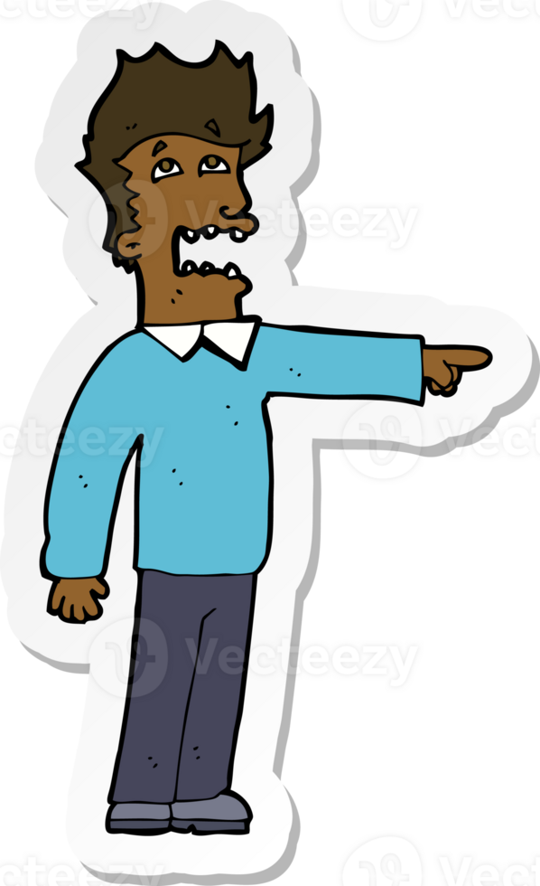 sticker of a cartoon man accusing png