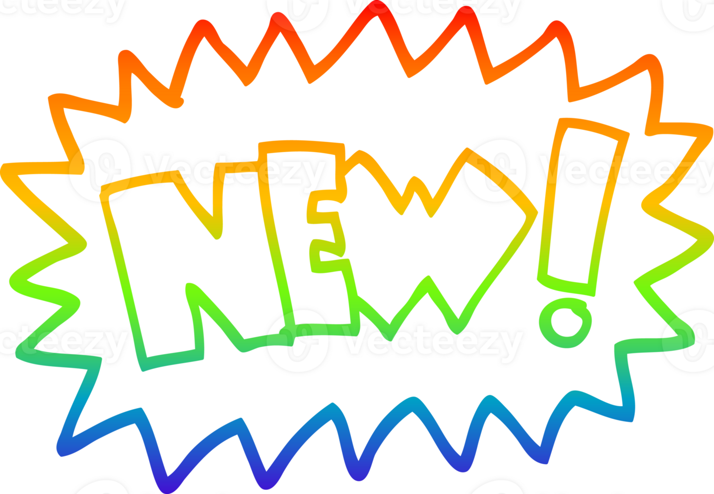 rainbow gradient line drawing of a cartoon new symbol png