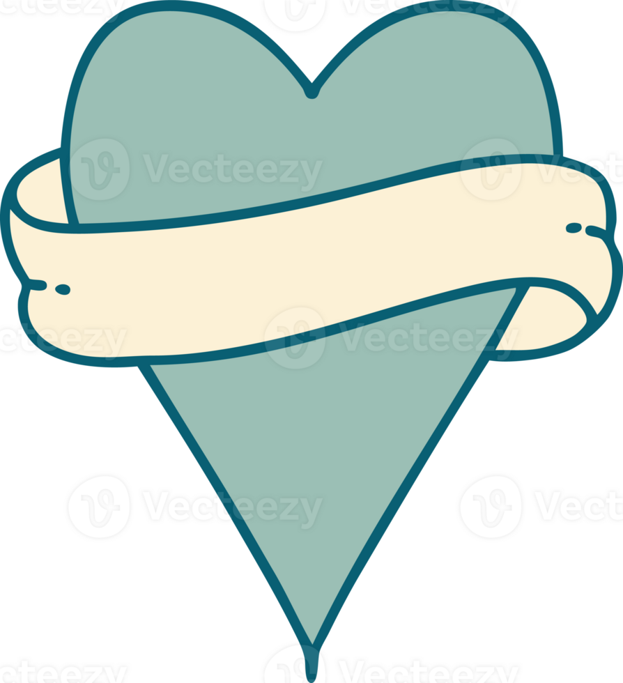 iconic tattoo style image of a heart and banner png