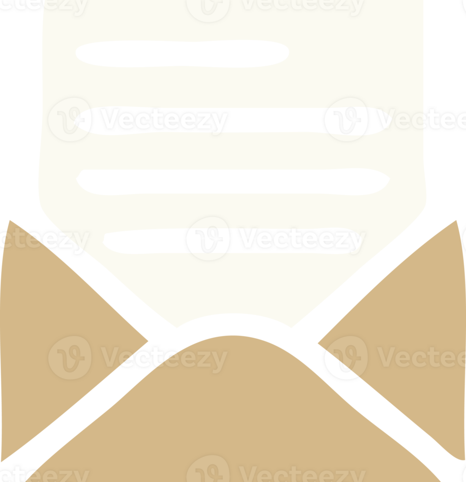 flat color retro cartoon of a letter and envelope png