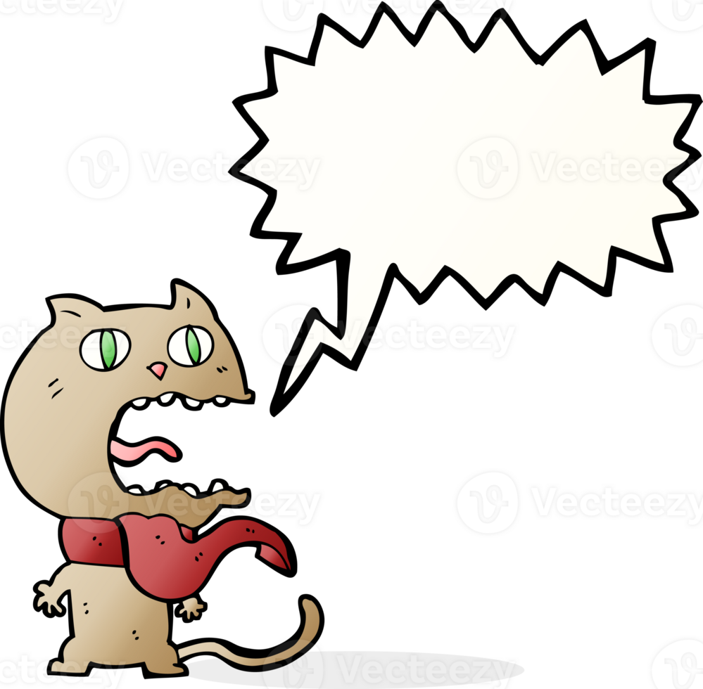 cartoon frightened cat with speech bubble png
