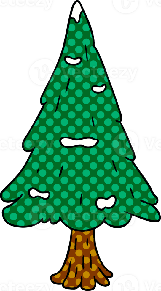 hand drawn cartoon doodle single snow covered tree png