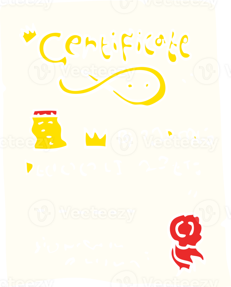 flat color illustration cartoon ornate certificate png