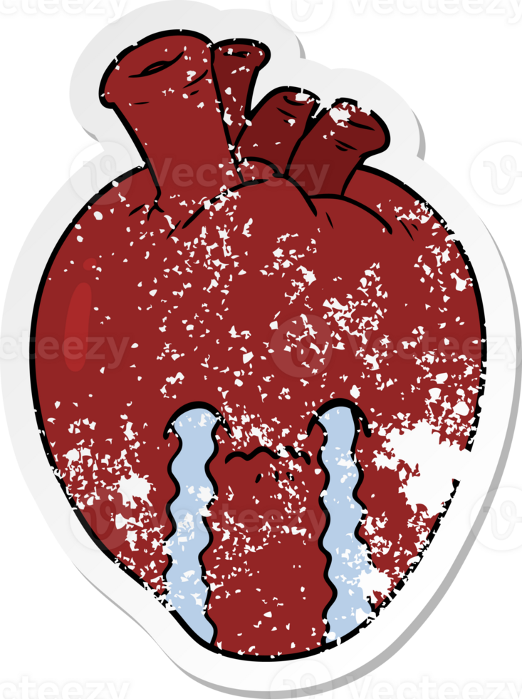 distressed sticker of a cartoon heart png