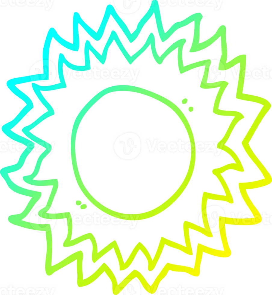 cold gradient line drawing of a cartoon sun png